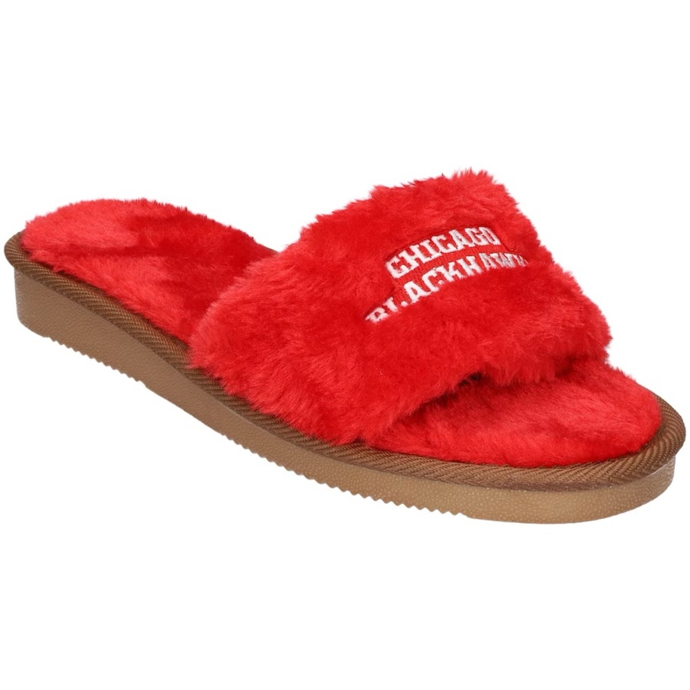 Chicago Blackhawks FOCO Women's Faux Fur Slide Slippers